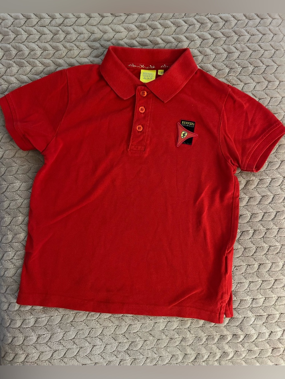 Ferrari Red Kids Polo Shirt with Embroidered Shield size 7-8 Y